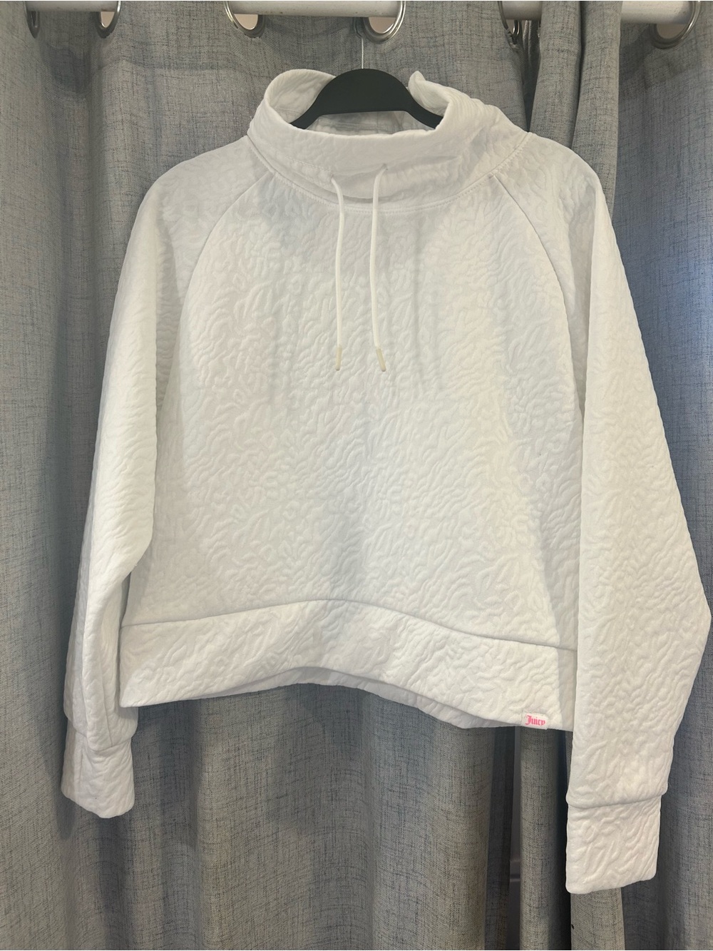 Juicy Couture White Quilted Funnel Neck Sweatshirt